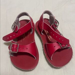 Sun-San Surfer Salt Water Sandals Split Leather Insoles Toddler Summer Shoes Red